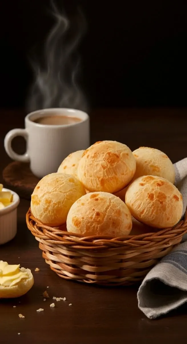 Café e pão de queijo quentinho